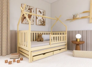 TYTUS 80x160 Unlacquered Wood Double Pull-Out Tipi Bed - Lano Furniture