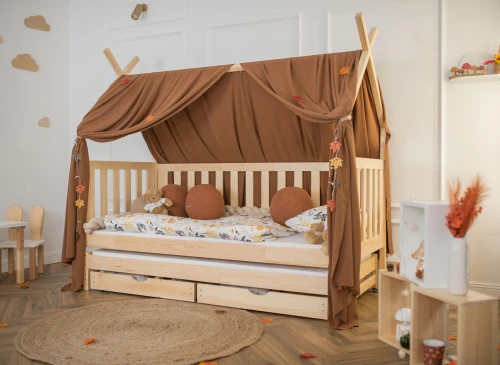 TYTUS 90x190 unpainted wood children's pull-out bed teepee Lano Nábytek