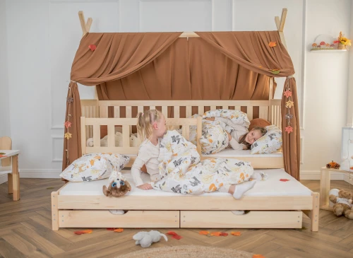 TYTUS 90x200 unpainted wood children's pull-out bed teepee Lano Nábytek