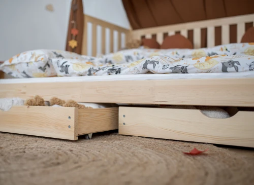 TYTUS 90x200 unpainted wood children's pull-out bed teepee Lano Nábytek