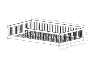JUNIOR 120x200 graphite Montessori floor bed for children Lano Furniture