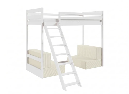 SOFENA 90x200 white loft bed with modular sofa, beige fabric, 38 Lano Furniture