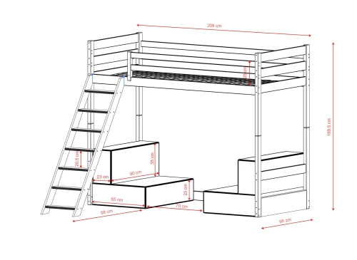 SOFENA 90x200 cinnamon loft bed with modular sofa beige fabric poso 38 Lano Furniture