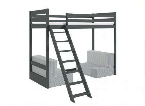 SOFENA 90x200 graphite mezzanine bed with modular sofa, gray fabric, zoom 15 sage Lano Furniture
