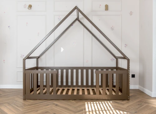 BEE 80x180 dark chocolate Montessori floor bed children's house Lano Furniture