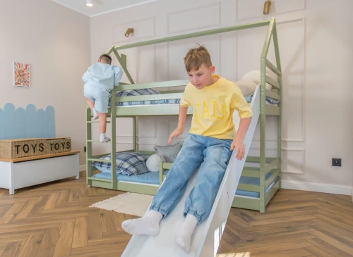 PLAY 80x180 olive green bunk bed with slide Lano Furniture