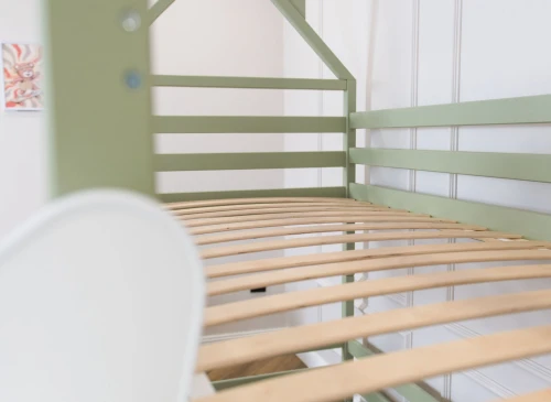 PLAY 80x180 olive green bunk bed with slide Lano Furniture