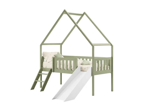 ANGEL 80x180 olive green children's house bed with slide Lano Furniture