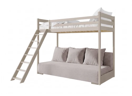 SOFINO 90x200/140x200 cashmere bed on the mezzanine with a sofa bed, light gray fabric, zoom dove 19 Lano Furniture