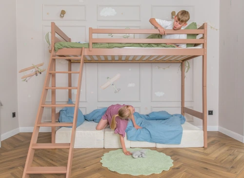 SOFENA 90x200 cinnamon loft bed with modular sofa beige fabric poso 38 Lano Furniture