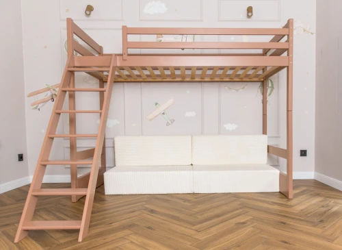SOFENA 90x200 cinnamon loft bed with modular sofa beige fabric poso 38 Lano Furniture