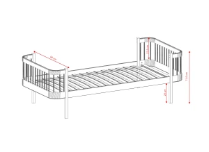 HEART 90x190 pine single bed for children Lano Furniture