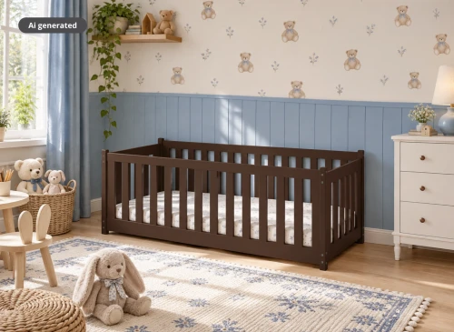 CONCEPT 80x200 dark chocolate Montessori floor bed children's playpen Lano Furniture