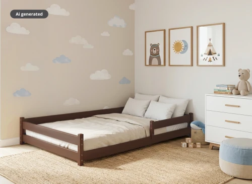 FINI 140x200 dark chocolate Montessori floor bed for children Lano Furniture