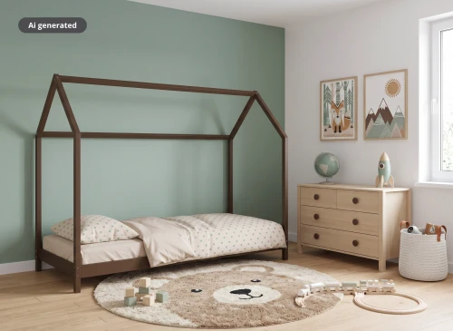 LUCKY 80x180 dark chocolate Montessori floor bed children's house Lano Furniture
