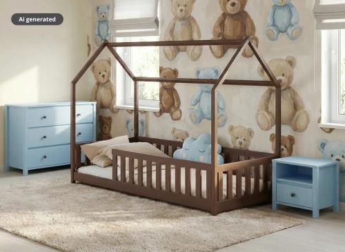NOAH 80x180 dark chocolate Montessori floor bed children's house Lano Furniture
