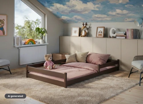 ZOFIA 120x200 dark chocolate Montessori floor bed for children Lano Furniture