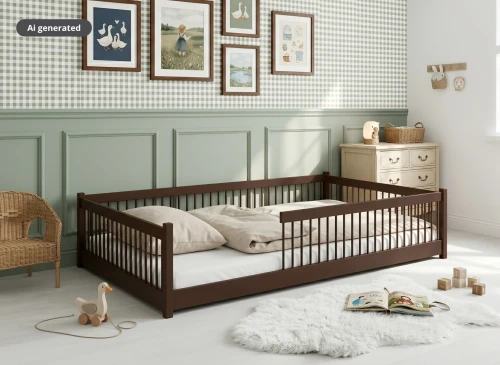 JUNIOR 120x200 dark chocolate Montessori floor bed for children Lano Furniture