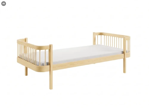 HEART 90x190 unlacquered wood single bed for children Lano Furniture