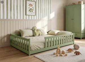 MATI 140x200 olive green Montessori floor bed for children Lano Furniture