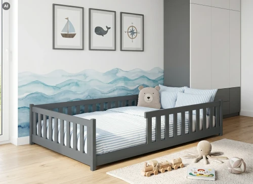 MATI 140x200 graphite Montessori floor bed for children Lano Furniture