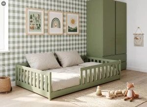 OTIS 120x200 olive green Montessori floor children's bed Lano Furniture