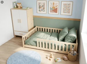OTIS 120x200 unvarnished wood Montessori floor bed for children Lano Furniture