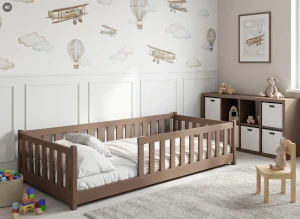 BELLA 80x160 milk chocolate Montessori floor bed for children Lano Furniture