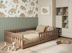 MATI 140x200 milk chocolate Montessori floor bed for children Lano Furniture