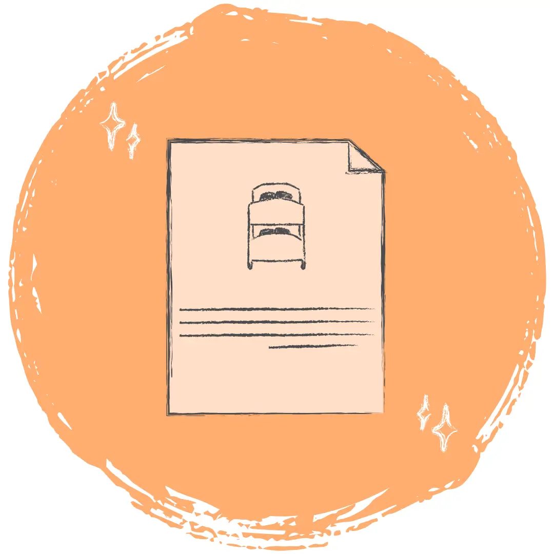 Grey chalk drawing of the LANO form on a round orange background