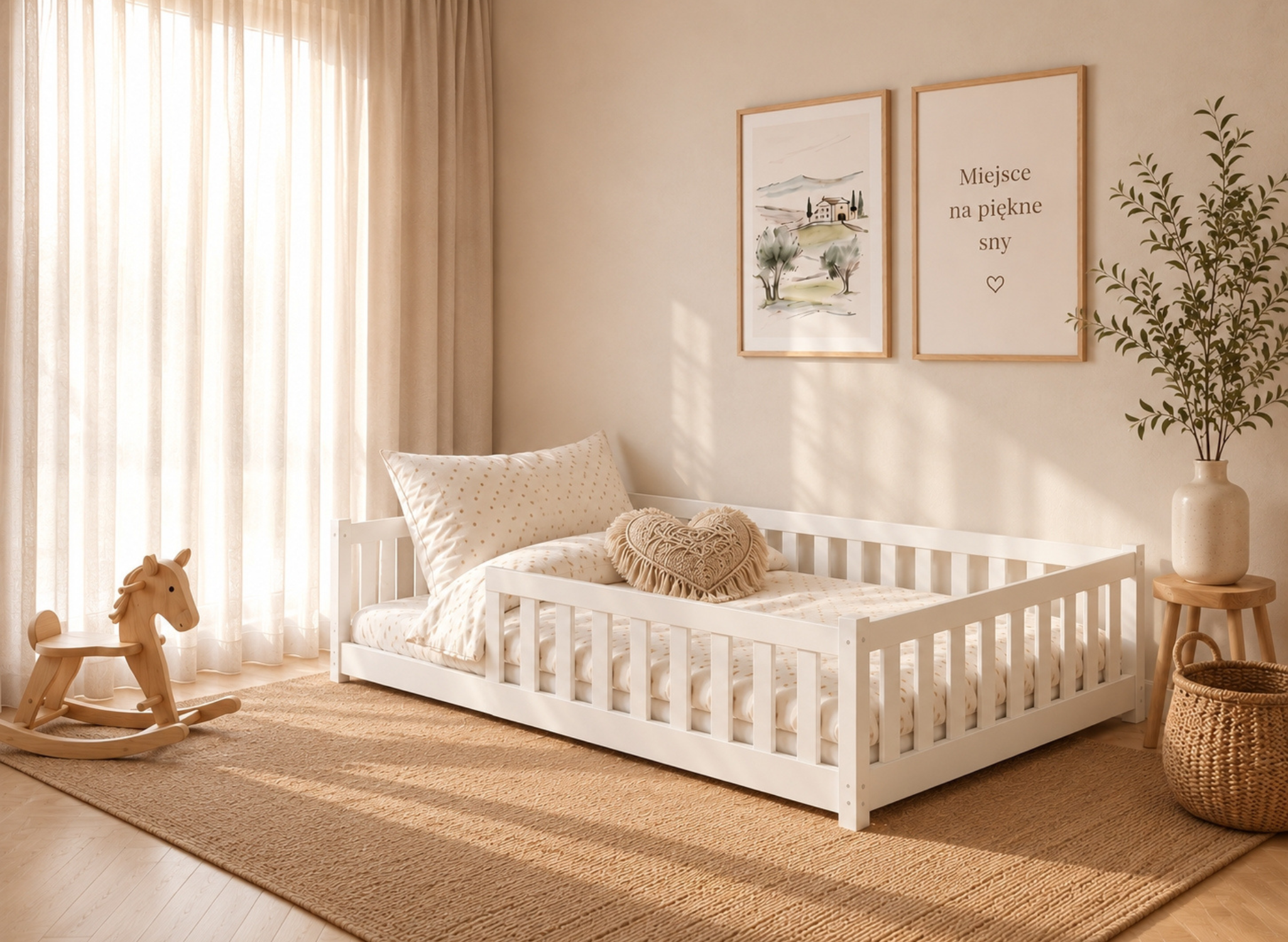 OTIS 120x200 alb pat Montessori la nivel pentru copii Lano Mobilă
