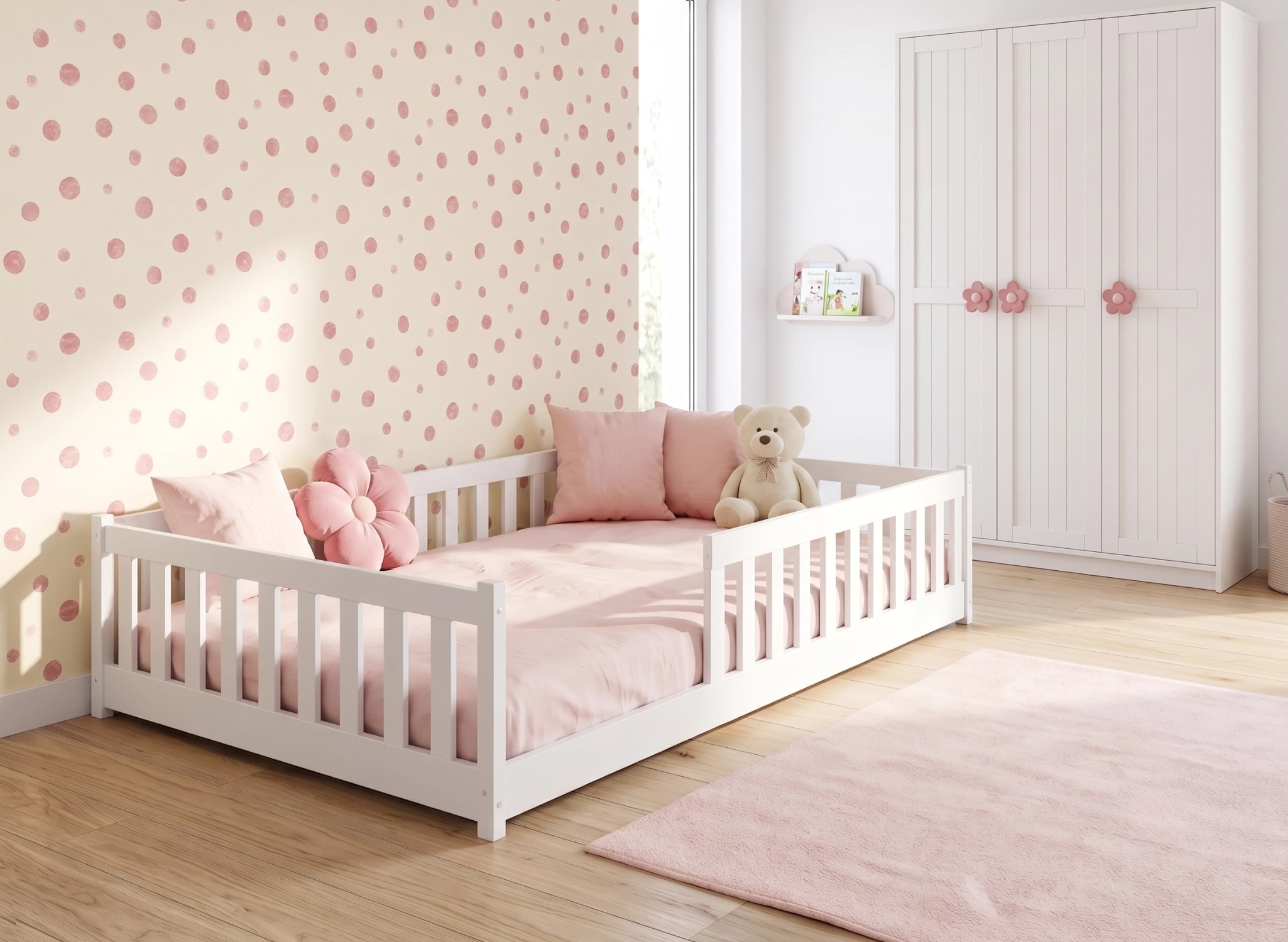OTIS 120x200 alb pat Montessori la nivel pentru copii Lano Mobilă